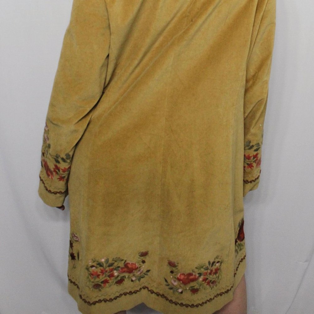 Long Light Brown Jacket With Flower Design - image 3